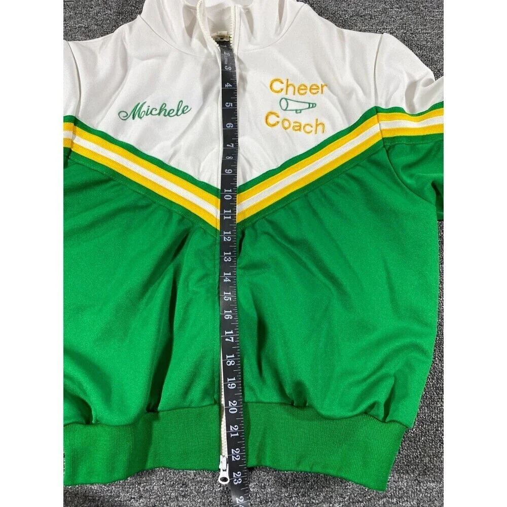VINTAGE Dehen Jacket Green Full Zip Cheer Leader Lettermen Varsity Mens Medium - Picture 6 of 12